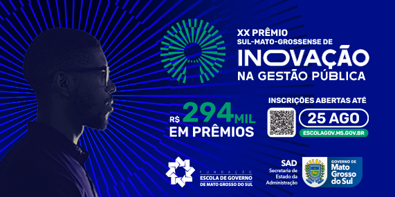 Banner azul, sobre inovação na gestão publica.